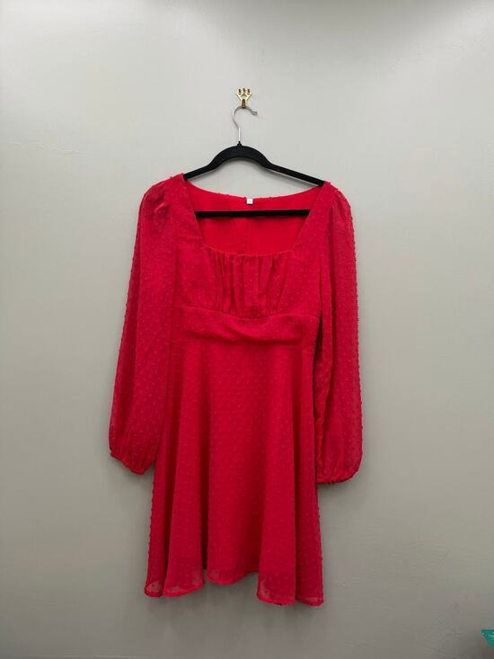 Amazon Dresses & Skirts - Women's Red Swiss Dot Mini Dress Puff Sleeve Square Neck Size S